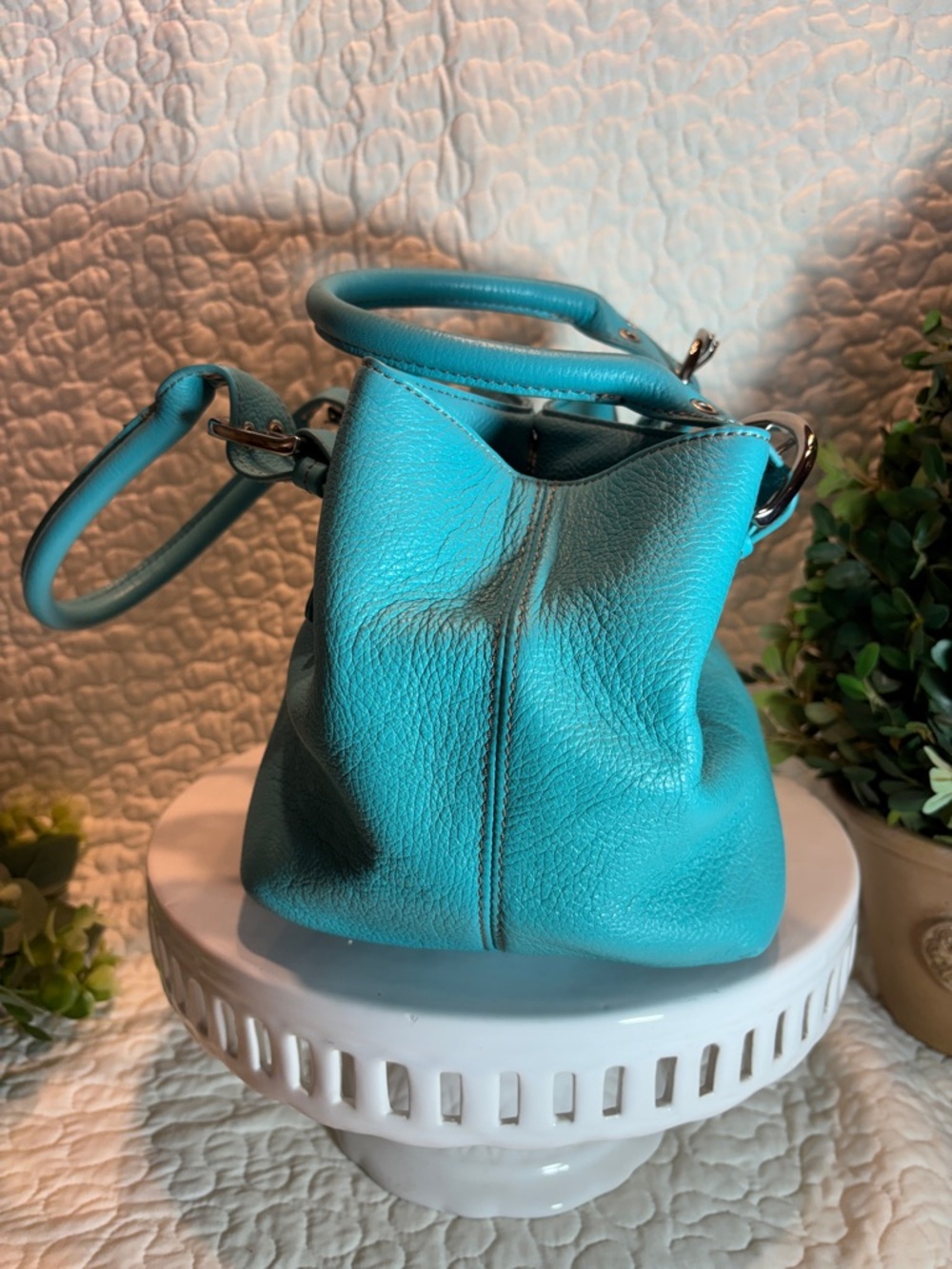 Clarks Turquoise Leather Mini Satchel - Picture 3 of 9